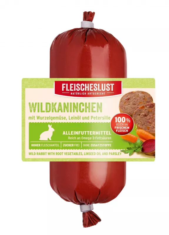 Wildkaninchen mit feinem Wurzelgemüse, Leinöl und Sellerie 200g
